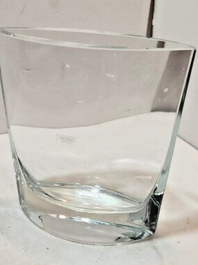Vtg Mid Century Modern Krosno Poland Handblown Clear Glass Vase Unique